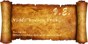 Vidákovics Erik névjegykártya