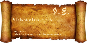 Vidákovics Erik névjegykártya